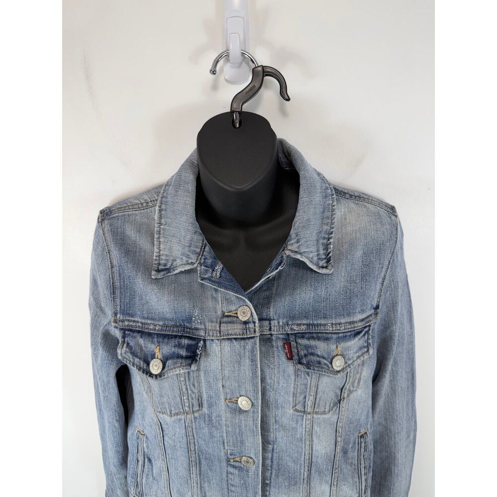 Levi’s Denim Trucker Jacket Womens Medium Button Front Capsule Classic - Picture 7 of 10